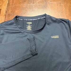 Copper Fit Long Sleeve Shirt Mens Large Black Performance Copper Infused Fiber